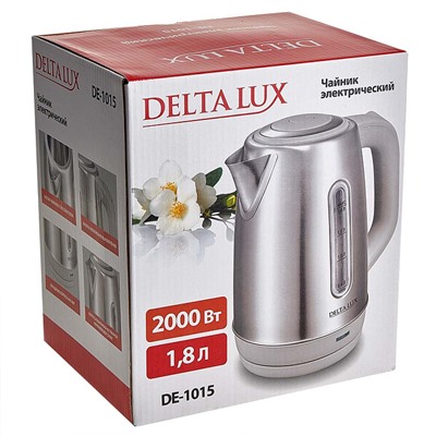 Чайник электрический 2000 Вт, 1,8 л DELTA LUX DE-1015 серый