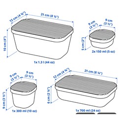 HAVSTOBIS Dose mit Deckel 5er-Set, transparent/bunt