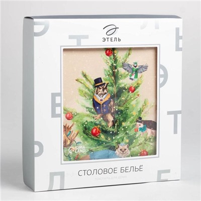 Скатерть новогодняя "Этель" "Noble Christmas" Скатерть новогодняя 150х110 +/-2см с ГМВО, 100%хл, саржа 190гр/м2