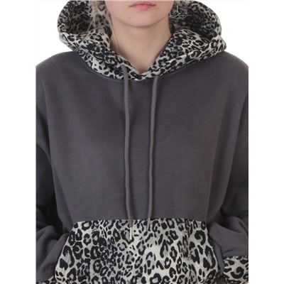 008 DK. GRAY/LEOPARD Костюм спортивный зимний женский (95% хлопок, 5% полиэстер)