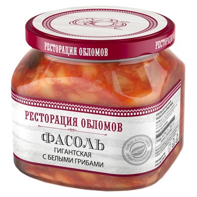 Фасоль гигантская с белыми грибами "Ресторация Обломов" 1/6 430 гр.