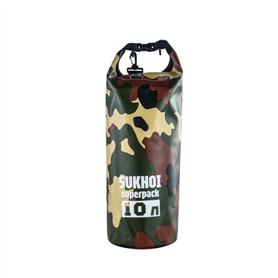 Непромокаемый рюкзак Sukhoi Superpack 10 л (камуфляж) - Проверенная герметичная скрутка с ребром жесткости обеспечивают абсолютную водонепроницаемость и удобство закручивания, защиту и оптимальный объем упаковки №704