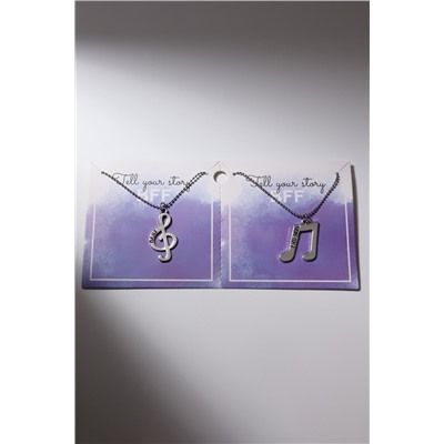 Кулоны парные «Ноты», 45 см, цвет чернёное серебро