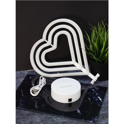 Неоновый LED ночник настольный "Native hearts", свечение mix (28*23 см)