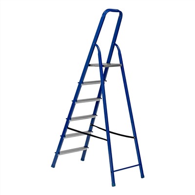 Стремянка, 6 ступеней, стальной профиль, алюминиевые ступени Сибртех