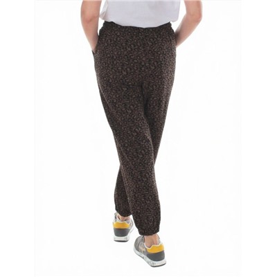 9001 LEOPARD/BLACK Брюки спортивные женские (95% хлопок, 5% спандекс)