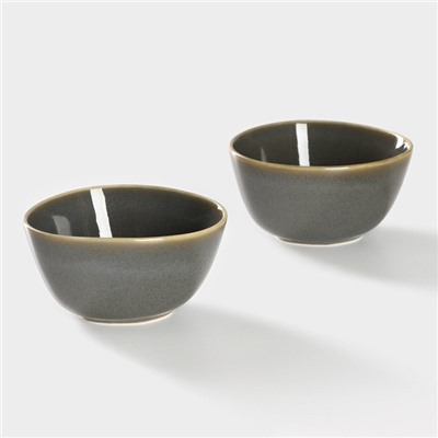 Набор салатников фарфоровых Magistro Fog, 2 предмета: 340 мл, серый