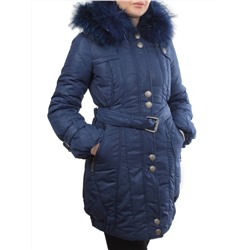 9026 BLUE Куртка зимняя женская (натуральный пух, натуральный мех)