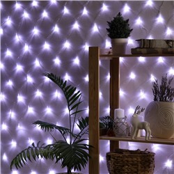 Гирлянда «Сеть» 1.6 × 1.6 м, IP20, прозрачная нить, 144 LED, 8 режимов, 220 В, свечение белое