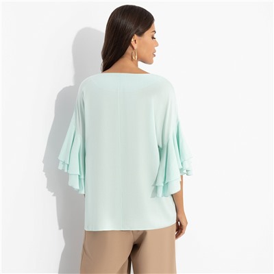 Блуза из вискозы с воланами, Молниеносная влюбленность (mint)