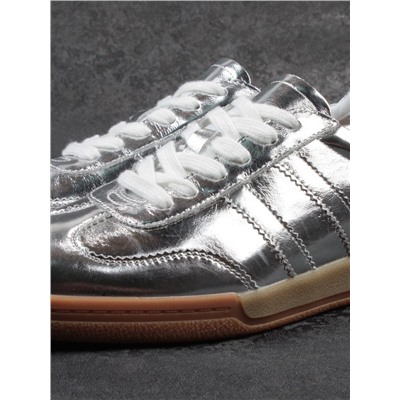 03-B6C-7C GREY/SILVER Кеды женские (натуральная кожа)