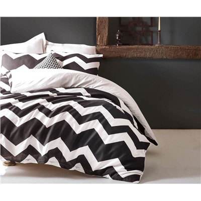 2 сп. Евро Комплект Постельного Белья Çift Kişilik B&W BigZigzag