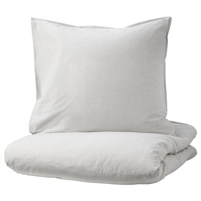 BERGPALM, Bettwäsche-Set, 2-teilig, grau/Streifen,, 140x200/80x80 cm