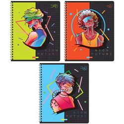 Тетрадь 48л., А5, клетка на гребне ArtSpace "Рисунки. Neon future", эконом
