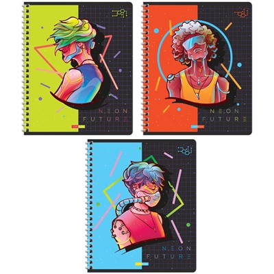 Тетрадь 48л., А5, клетка на гребне ArtSpace "Рисунки. Neon future", эконом