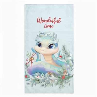Набор новогодний подарочный "Этель" "Wonderful time": полотенце 40х70 см., ложка кухонная, доска кухонная