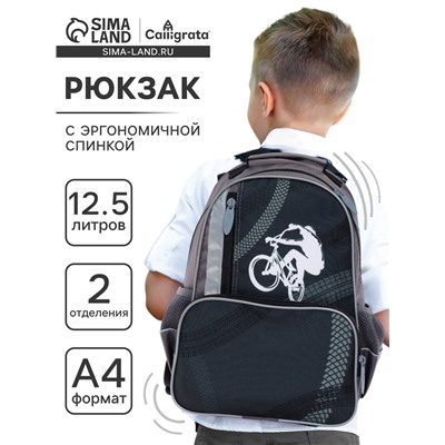 Рюкзак школьный, 37×26×13 см, эргономичная спинка, Calligrata TOP «Велосипед»