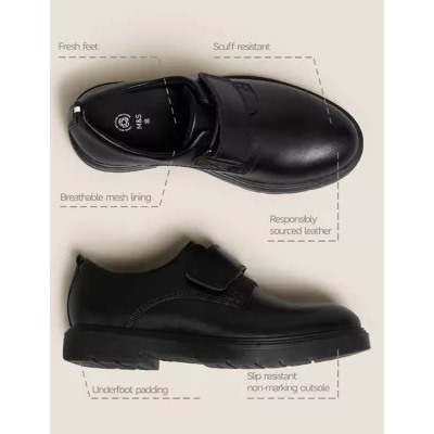 Kids' Leather Riptape School Shoes (13 Small-9 Large)