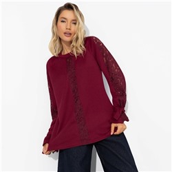 Свитшот комбинированный с кружевом, Приз зрительских симпатий (бордовый)