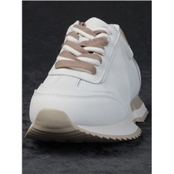 05-PDJ66-1 WHITE/BEIGE Кроссовки женские (натуральная кожа)