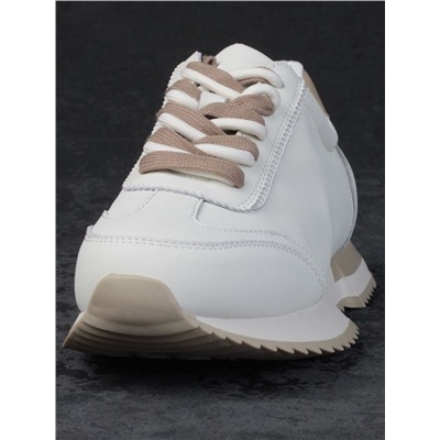05-PDJ66-1 WHITE/BEIGE Кроссовки женские (натуральная кожа)