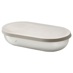 HALVVARM, Lunchbox mit Deckel und Trenner, Edelstahl/beige,, 0.7 l