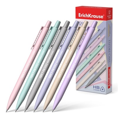 Карандаш механический с ластиком ErichKrause «Trio Pastel», 0.5 мм, НВ, в коробке, МИКС