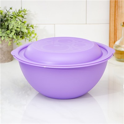 Миска салатница Martika, 3 л, с крышкой, пластик, МИКС