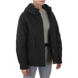 9606 BLACK Куртка стеганная демисезонная женская (100 гр. холлофайбер)