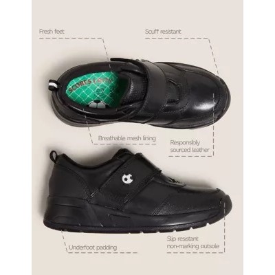 Kids' Leather Riptape Football School Shoes (8 Small - 1 Large)