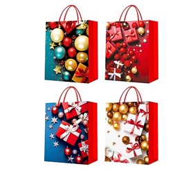 Пакет подарочный бумажный НГ ШАРЫ 41*30*11см 4диз ассорти Mazari M-8239/12/Китай