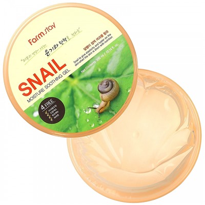 Гель для лица и тела увлажняющий успокаивающий c муцином улитки Snail Moisture Soothing Gel, FarmStay, 300 мл