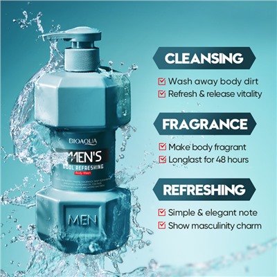 Гель для душа для мужчин с ароматом океанской свежести BIOAQUA Ocean Cool refreshing Body Wash, 500 мл