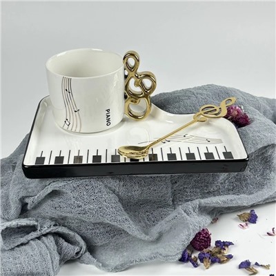 164-037 Чашка 200мл с блюдцем и ложкой в под.уп.(х18)Фарфор