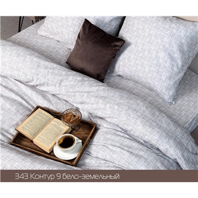 Простыня из поплина Контур бело-земельный
