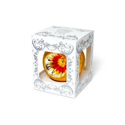 Елочная игрушка стеклянная декорированная "Прожектор золотой мал."