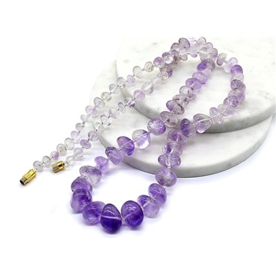 Бусы из Аметиста светлого (Ватиха) галтовка, 62см, 69г