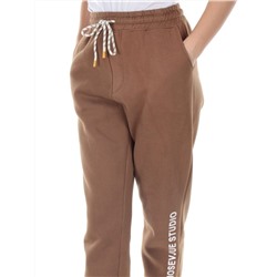 M053 BROWN Брюки спортивные утепленные женские (85% хлопок, 10% полиэстер, 5% спандекс)