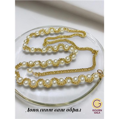 Пояс женский цепочка  с жемчугом модель 14