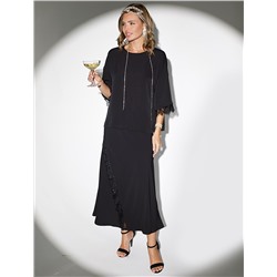 Юбка миди  на запАх из креп-шифона с кружевом