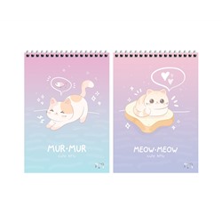 Блокнот А5 60л. на гребне MESHU "Cute kitty", пластиковая обложка