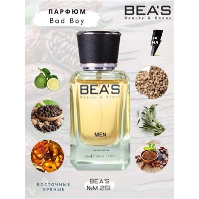 Beas M251 Carolina Herrera Bad Boy For Men edp 50 ml, Парфюм мужской Beas M251 создан по мотивам аромата Carolina Herrera Bad Boy