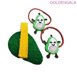 Набор детских аксессуаров для волос Авокадо (Зажим-уточка и 2 резинки) НД1 тип 5