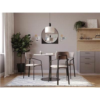 Стул Ror, Round, велюр, черный/серый