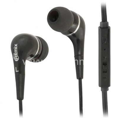 Наушники RITMIX RH-112M микрофон; кнопка ответа вызова (черные)