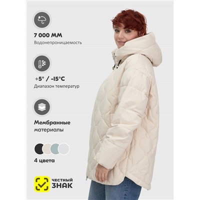 Куртка женская демисезонная с капюшоном бежевого цвета 1140B