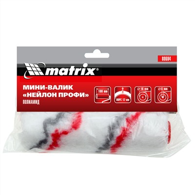 Мини-валик сменный НЕЙЛОН, 110мм, ворс 12мм, D 16мм, D ручки 6мм MTX
