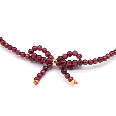 Чокер Бантик из граната шарик 2мм, 38см