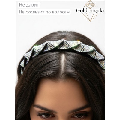 Ободок косичка для волос со стразами Арт ОБ6А/003