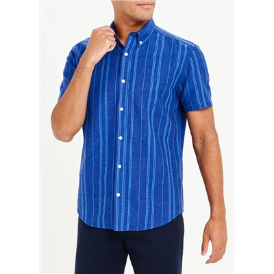 Short Sleeve Stripe Linen Shirt